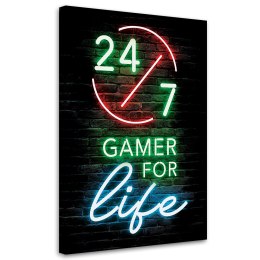 Obraz, Napis Gamer for life - 40x60