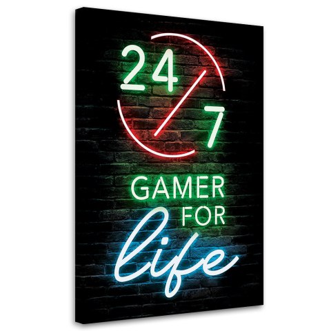 Obraz na płótnie, Napis Gamer for life - 60x90