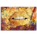 Obraz na płótnie, Abstrakcyjne złote usta - 100x70