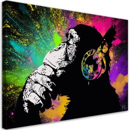 Obraz na płótnie, Banksy kolorowa małpa - 100x70