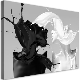 Obraz na płótnie, Kawa i Mleko czarno biały para miłość - 100x70
