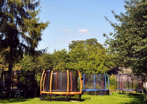 Trampolina Ogrodowa Jumpi 312cm/10FT Maxy Comfort Plus Pomarańczowa Z Wewnętrzną Siatką