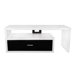 4World Style Stolik TV SPIRO-B, z szufladą, biało- czarny