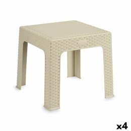 Stolik Dziecięcy Rattan Krem Plastikowy 47 x 42,5 x 47 cm (4 Sztuk)