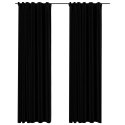 Zasłony stylizowane na lniane, 2 szt., czarne, 140x245 cm