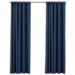 Zasłony stylizowane na lniane, 2 szt., niebieskie, 140x245 cm