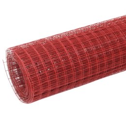 Ogrodzenie z siatki, stal i PVC, 25x1,5 m, czerwone