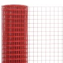 Ogrodzenie z siatki, stal i PVC, 25x1,5 m, czerwone