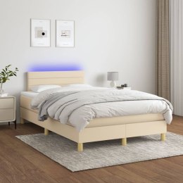 Łóżko kontynentalne z materacem, kremowe, 120x200 cm, tkanina