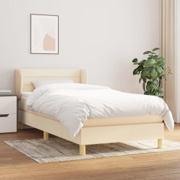 Łóżko kontynentalne z materacem, kremowe, tkanina, 100x200 cm
