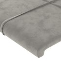 Rama łóżka z zagłówkiem, jasnoszara, 120x200 cm, aksamitna