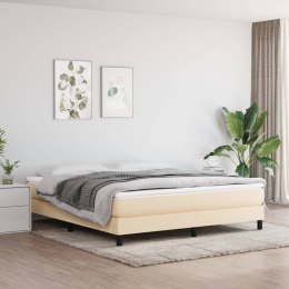 Łóżko kontynentalne, kremowe, tapicerowane tkaniną, 180x200 cm