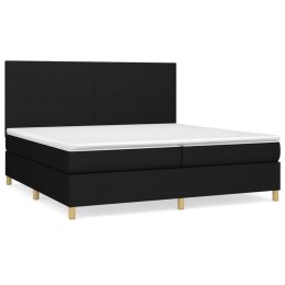 Łóżko kontynentalne z materacem, czarne, tkanina, 200x200 cm