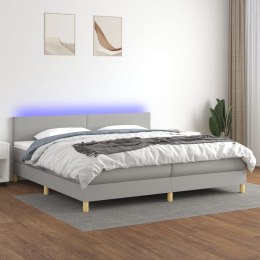 Łóżko kontynentalne z materacem, jasnoszare, 200x200cm, tkanina