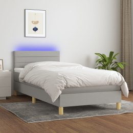 Łóżko kontynentalne z materacem, jasnoszare, 80x200 cm, tkanina