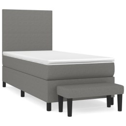 Łóżko kontynentalne z materacem, ciemnoszara tkanina 100x200 cm