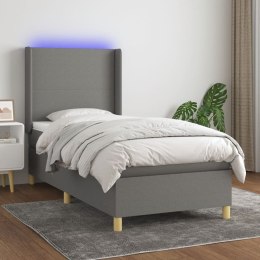 Łóżko kontynentalne z materacem, ciemnoszara tkanina, 90x200 cm