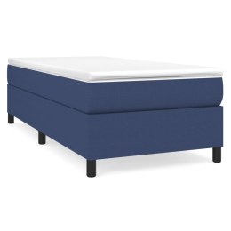 Łóżko kontynentalne, niebieskie, obite tkaniną, 100x200 cm