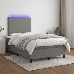 Łóżko kontynentalne z materacem, ciemnoszara tkanina 120x200 cm