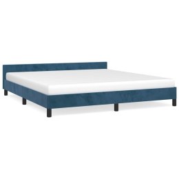 Rama łóżka z zagłówkiem, ciemnoniebieska, 180x200 cm, aksamitna