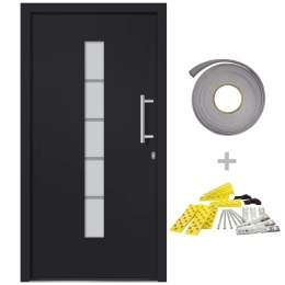 Drzwi zewnętrzne, aluminium i PVC, antracytowe, 100x200 cm