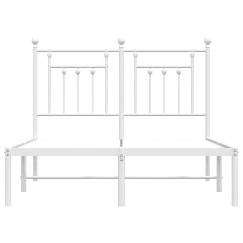 Metalowa rama łóżka z wezgłowiem, biała, 120x200 cm