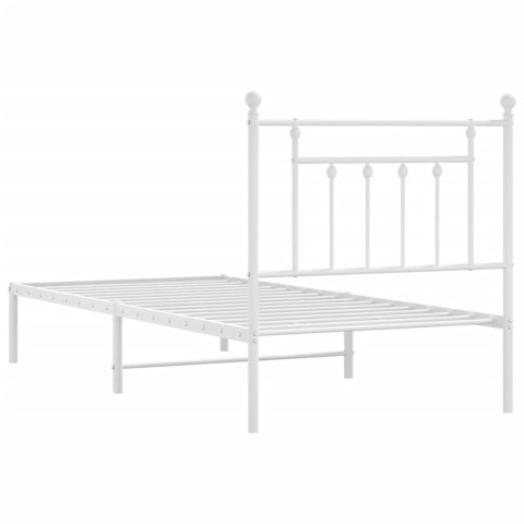 Metalowa rama łóżka z wezgłowiem, biała, 90x200 cm