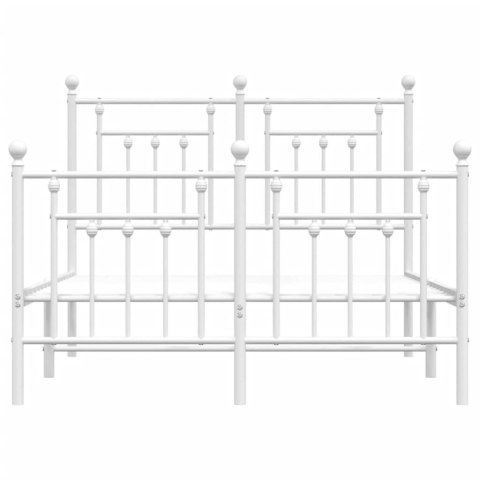 Metalowa rama łóżka z wezgłowiem i zanóżkiem, biała, 120x200 cm