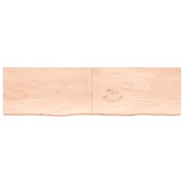 Półka, 220x60x4 cm, surowe lite drewno dębowe