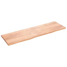 Półka, jasnobrązowa, 200x60x4 cm, lite drewno dębowe