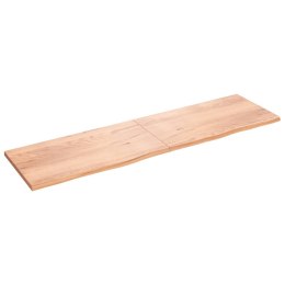Półka, jasnobrązowa, 220x60x4 cm, lite drewno dębowe