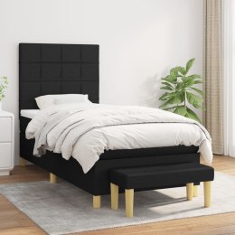 Łóżko kontynentalne z materacem, czarne, tkanina 90x190 cm