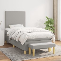 Łóżko kontynentalne z materacem, jasnoszare, tkanina, 100x200cm