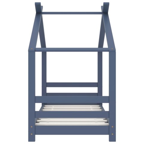 Rama łóżka dziecięcego, szara, lite drewno sosnowe, 70 x 140 cm