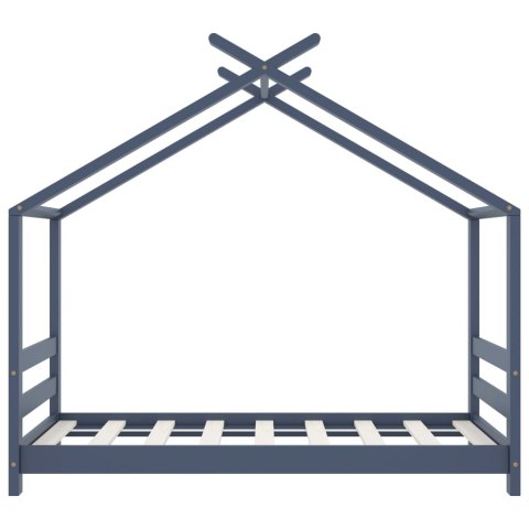 Rama łóżka dziecięcego, szara, lite drewno sosnowe, 70 x 140 cm