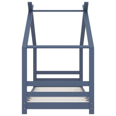 Rama łóżka dziecięcego, szara, lite drewno sosnowe, 80x160 cm