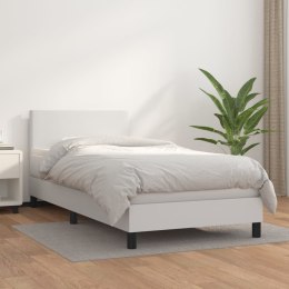 Łóżko kontynentalne z materacem, białe, ekoskóra 80x200 cm