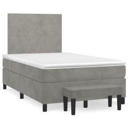 Łóżko kontynentalne z materacem, jasnoszare, 120x200cm, aksamit