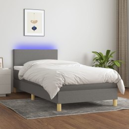 Łóżko kontynentalne z materacem, ciemnoszara tkanina, 90x190 cm