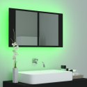 Szafka łazienkowa z lustrem i LED, czarna, 80x12x45 cm, akryl