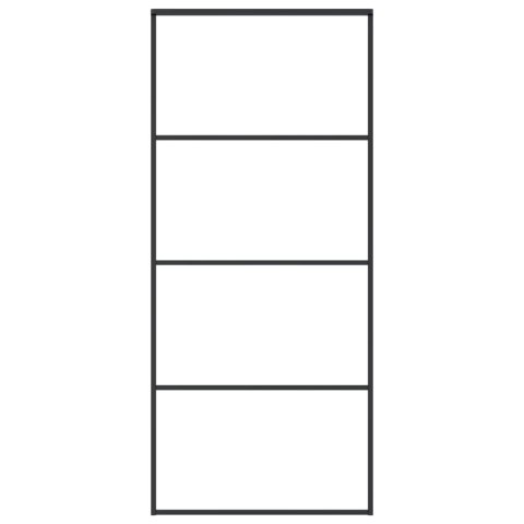 Drzwi przesuwne, szkło ESG i aluminium, 90x205 cm, czarne