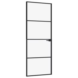 Drzwi wewnętrzne, czarne, 76x201,5 cm, szkło i aluminium
