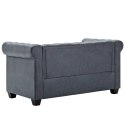 Sofa 2-osobowa w stylu Chesterfield, sztuczny zamsz, szara