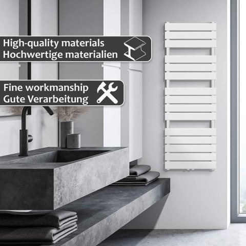 Grzejnik łazienkowy 1500 x 450 mm, biały