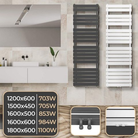 Grzejnik łazienkowy 1500 x 450 mm, biały