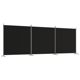 Parawan 3-panelowy, czarny, 525x180 cm, tkanina