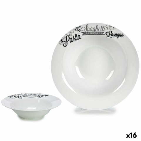 Talerz do makaronu Biały Czarny Porcelana 23 x 2 x 23 cm (16 Sztuk)