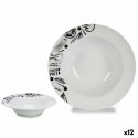 Talerz do makaronu Biały Czarny Porcelana 30 x 7,5 x 30 cm (12 Sztuk)