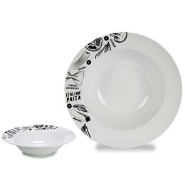 Talerz do makaronu Biały Czarny Porcelana 30 x 7,5 x 30 cm (12 Sztuk)