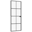 Drzwi wewnętrzne, czarne, 76x201,5 cm, szkło i aluminium
